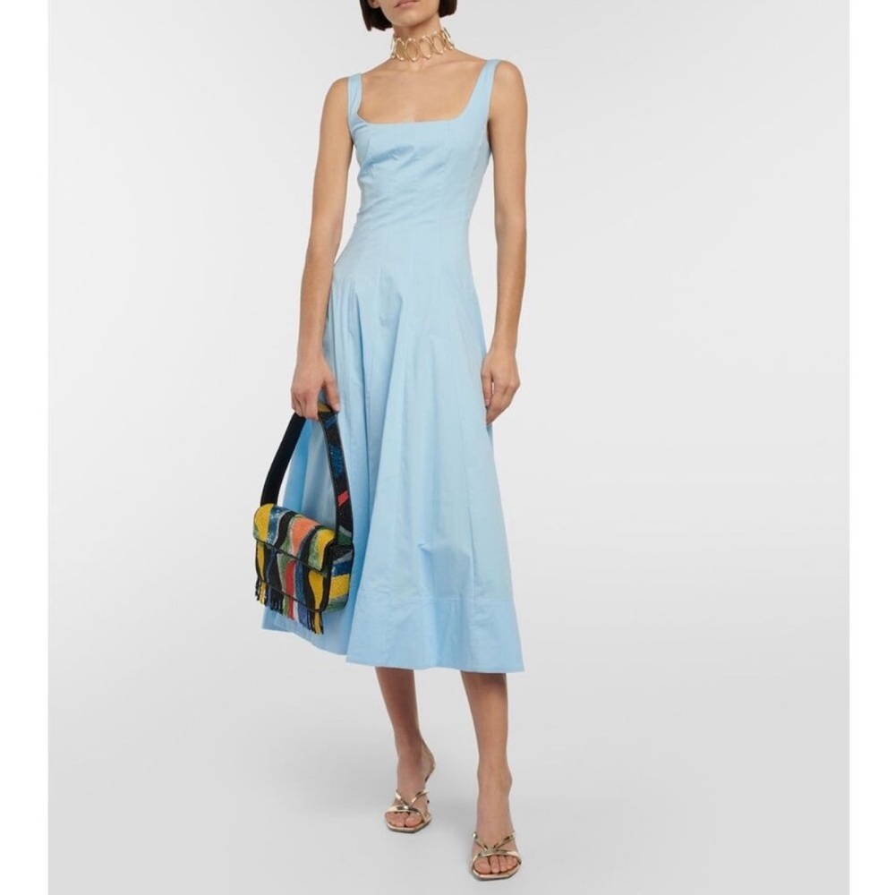 New NWT STAUD  Blue Wells Midi Dress - French Blue